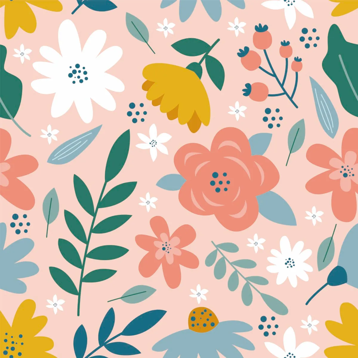 Flower And Floral Seamless Pattern