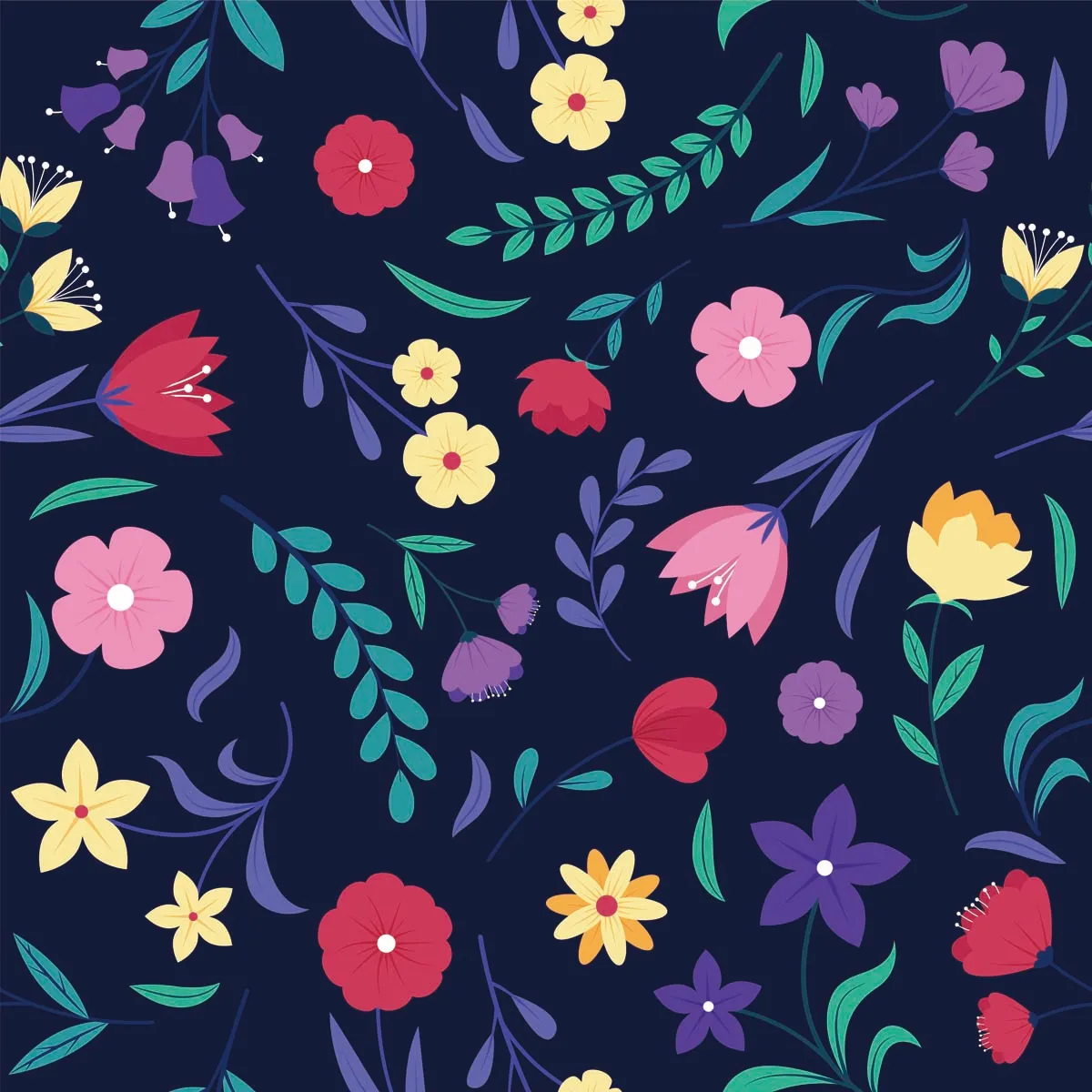 Colorful Floral Seamless Pattern Background