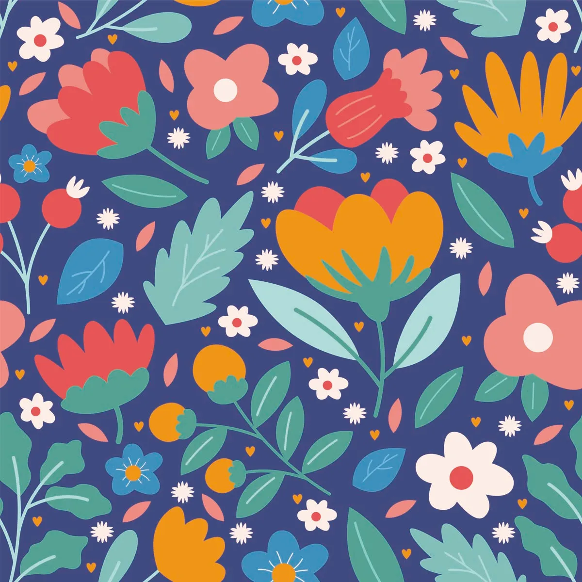Nature Blooming Flower Seamless Pattern