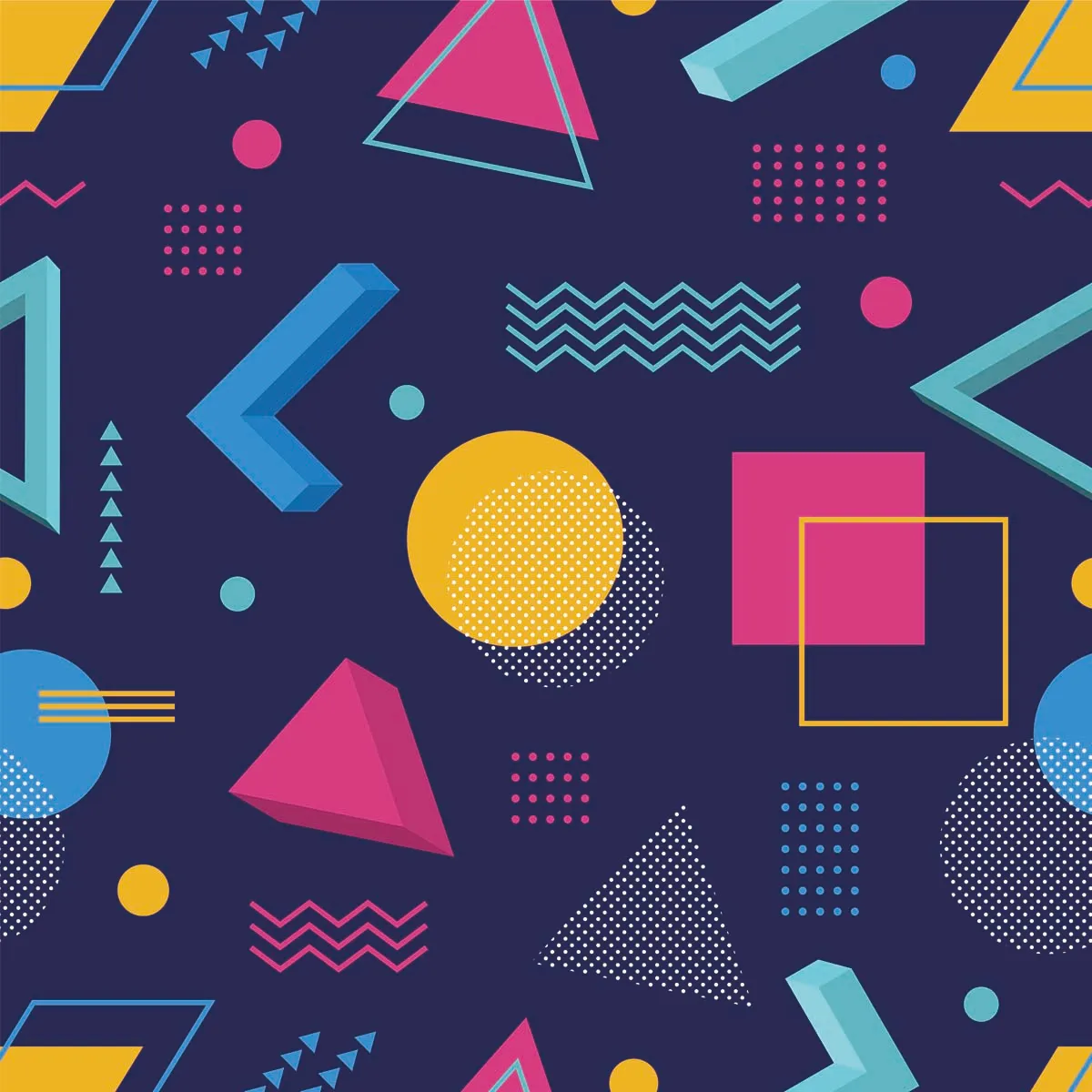 Flat Colorful Geometric Seamless Pattern