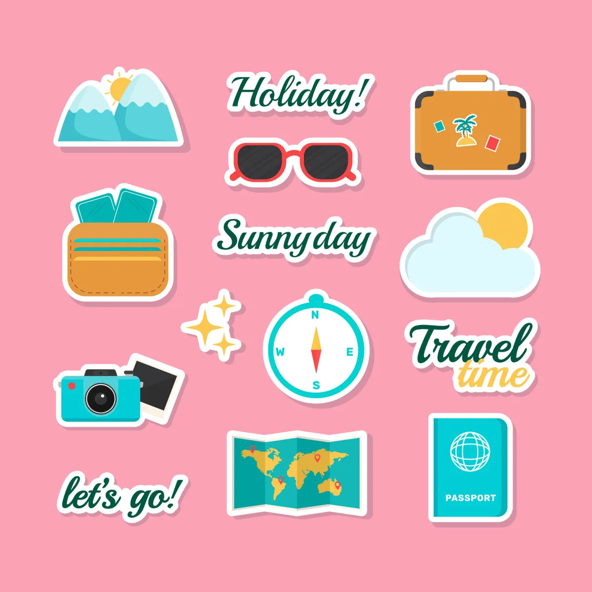 Colorful Travel Sticker for Journaling