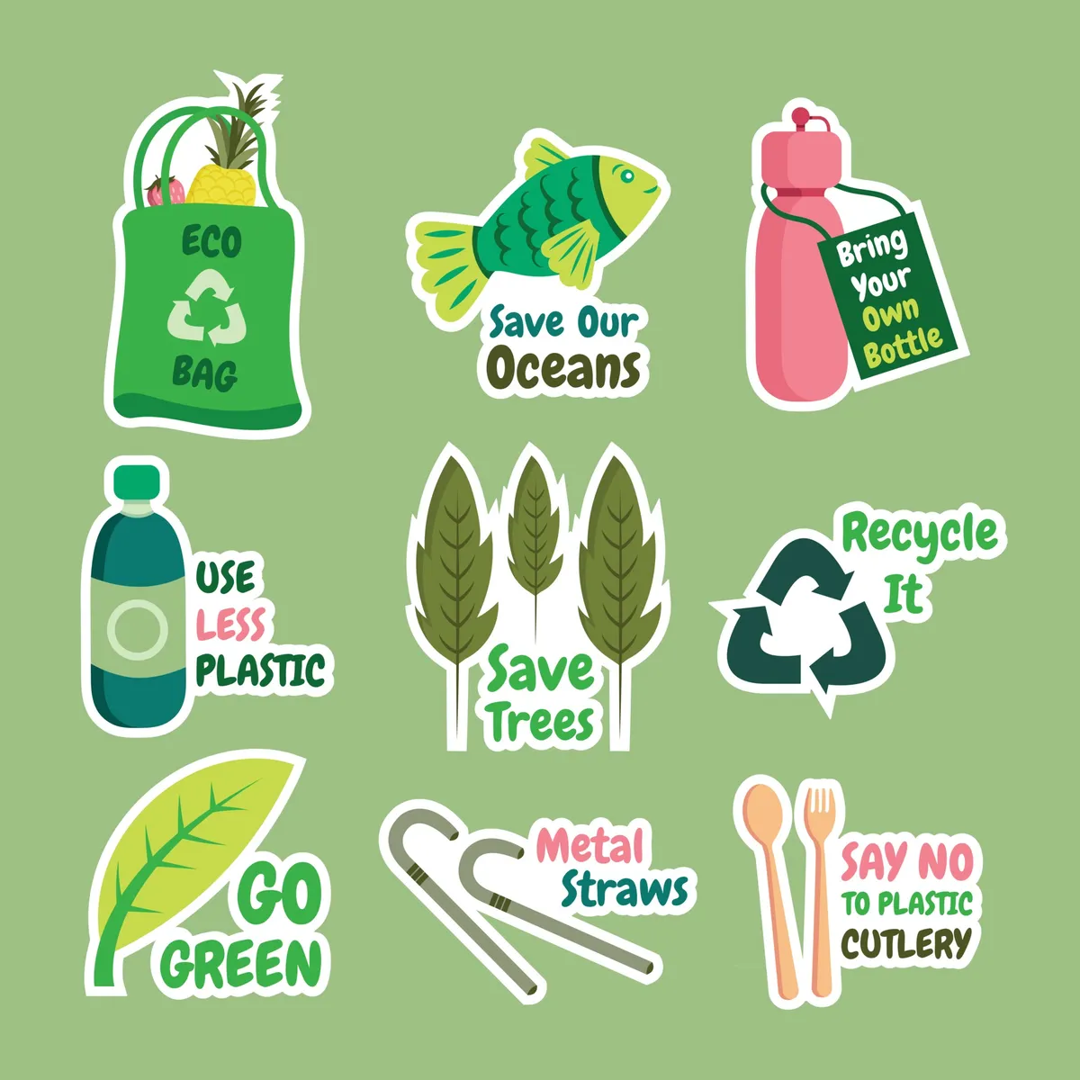 No Plastic Sticker Template Set