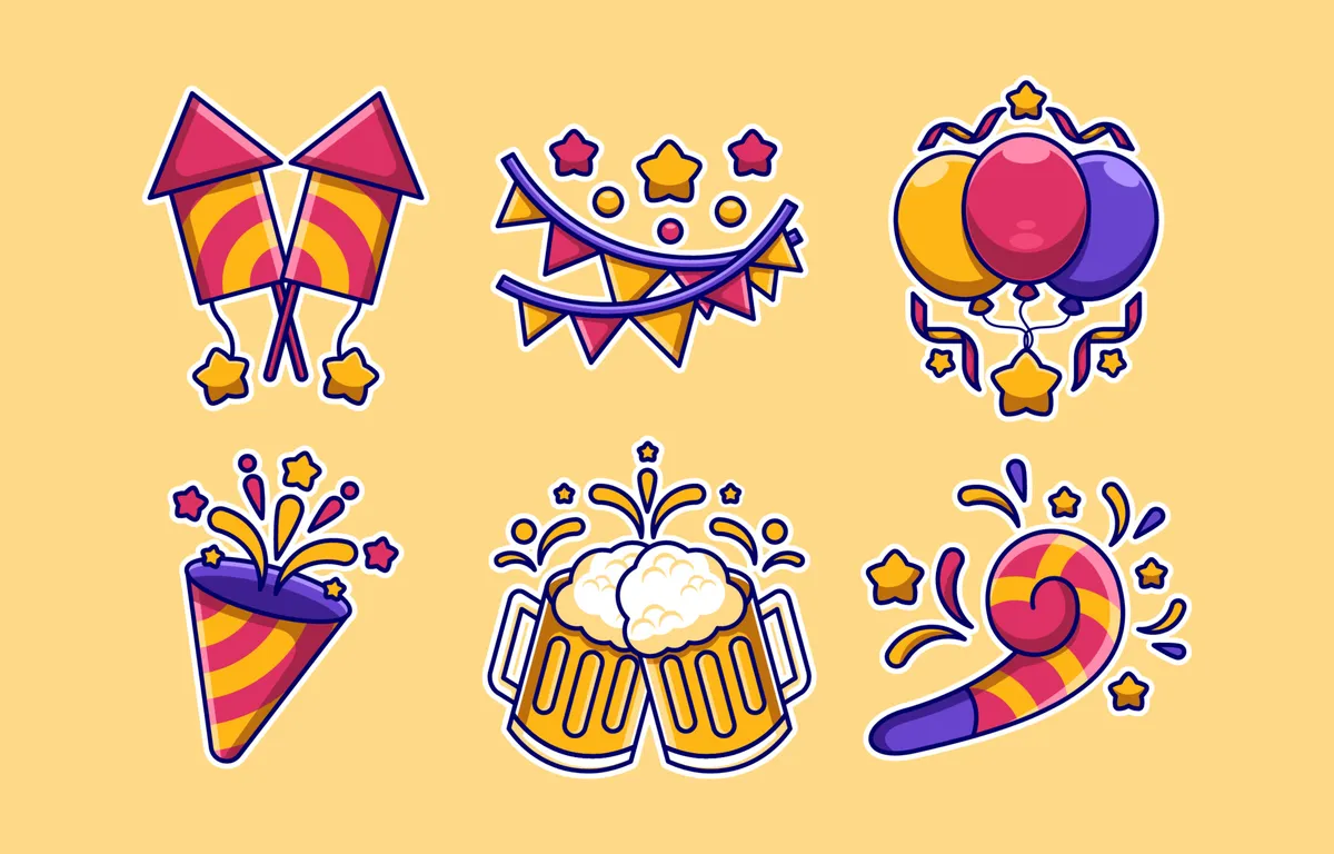 New Year Festivity Set Sticker
