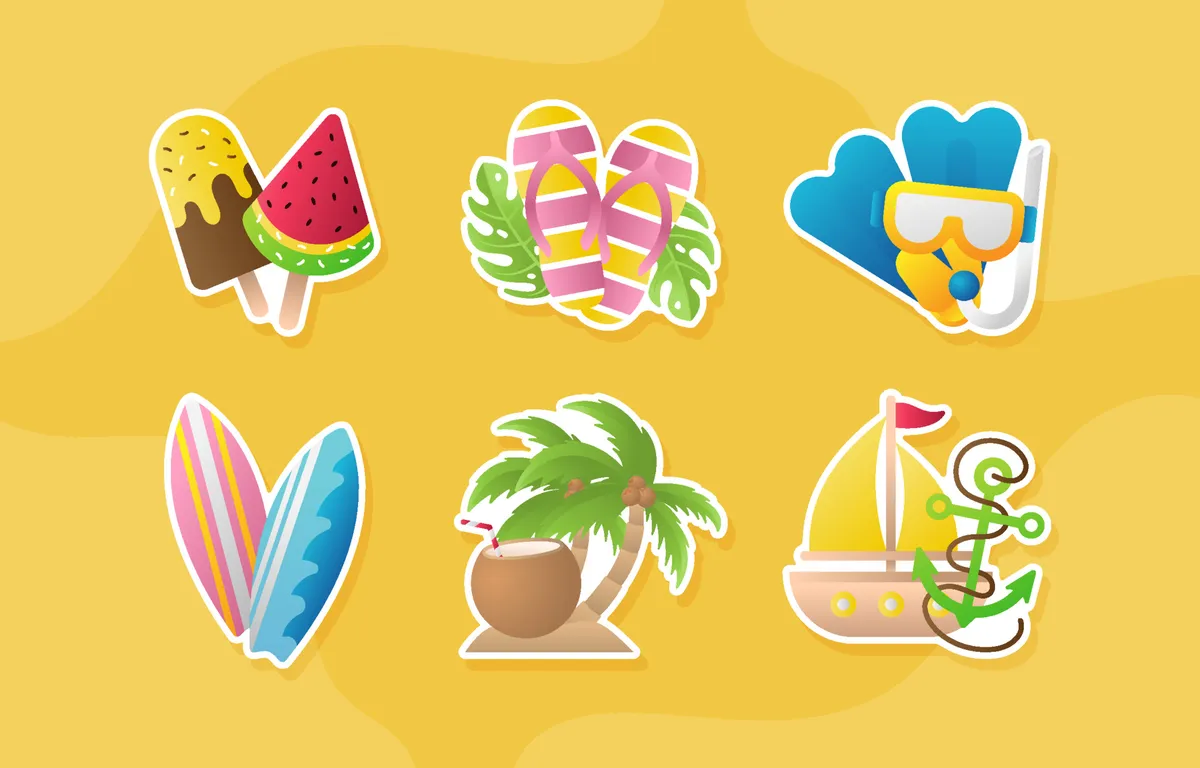 Summer Holiday Sticker Label Set