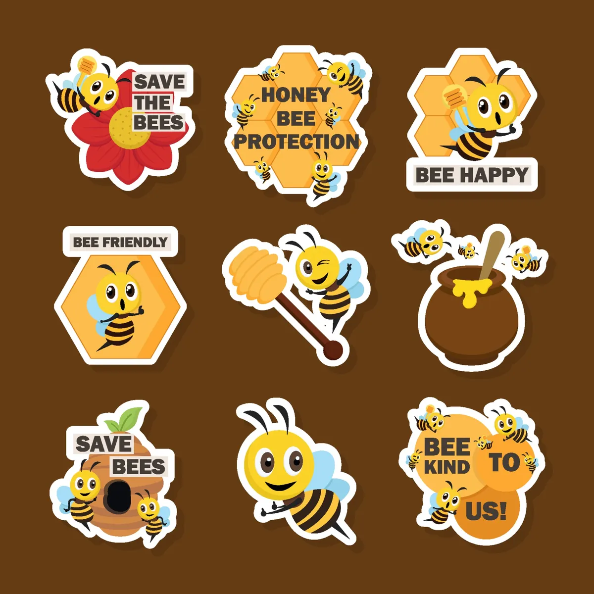 Cute Yellow Bee Stickers