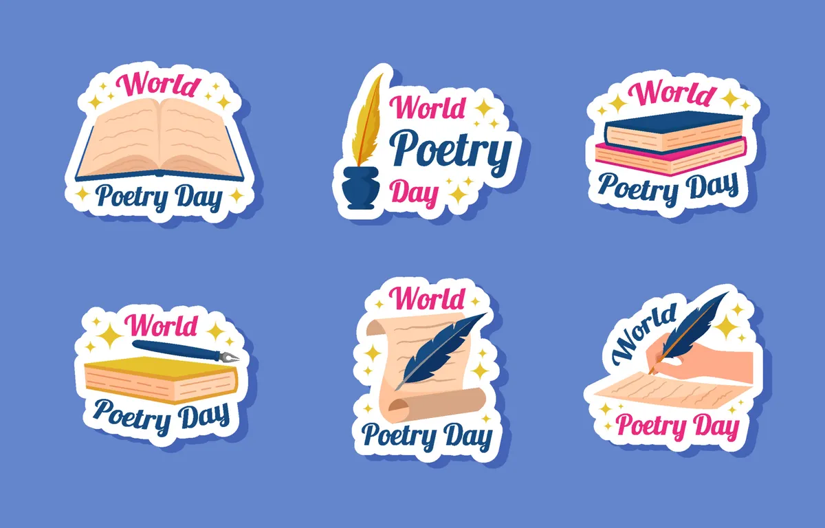 World Poetry Day Sticker Template