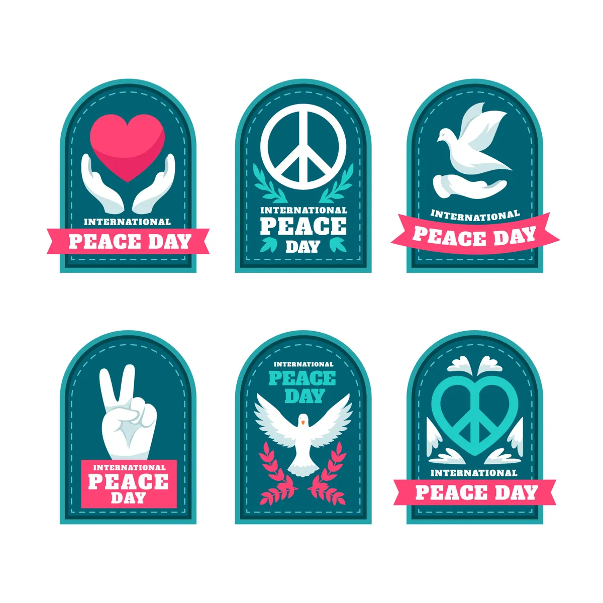 World Peace Day Stickers Set