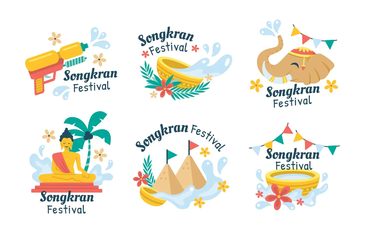 Colourful Songkran Festival Stickers