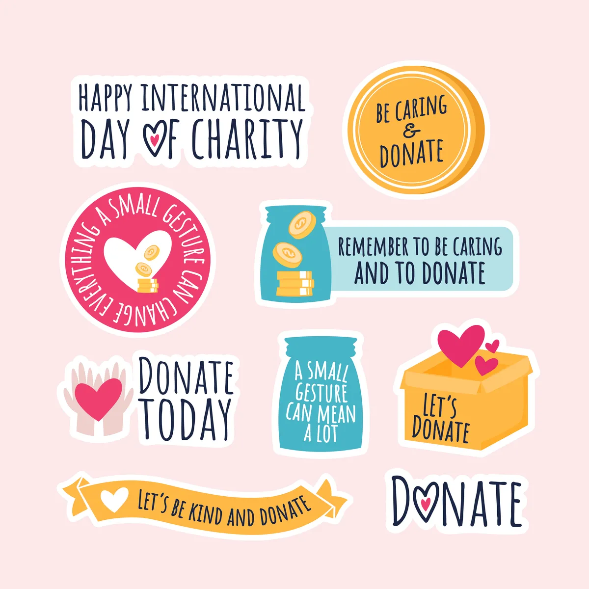 Donation and Charity Sticker Set
