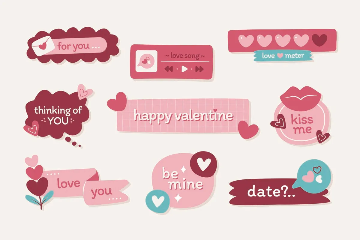Happy Valentine's Day Kawaii Cute Label Stickers
