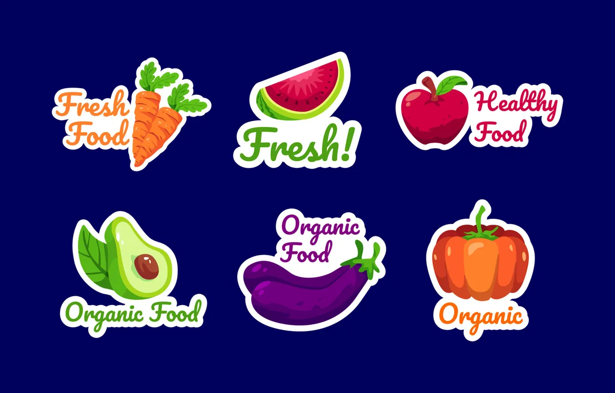 Organic Food Stickers Set