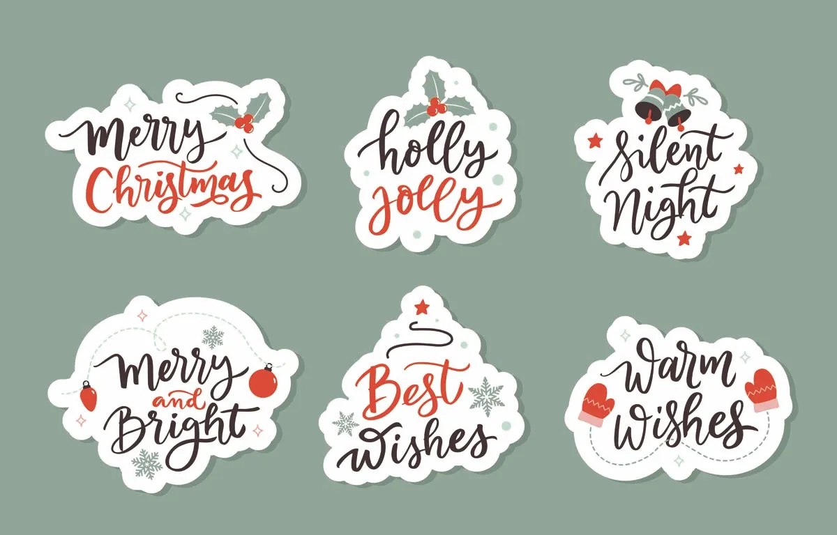 Hand Lettering Christmas Greeting Sticker