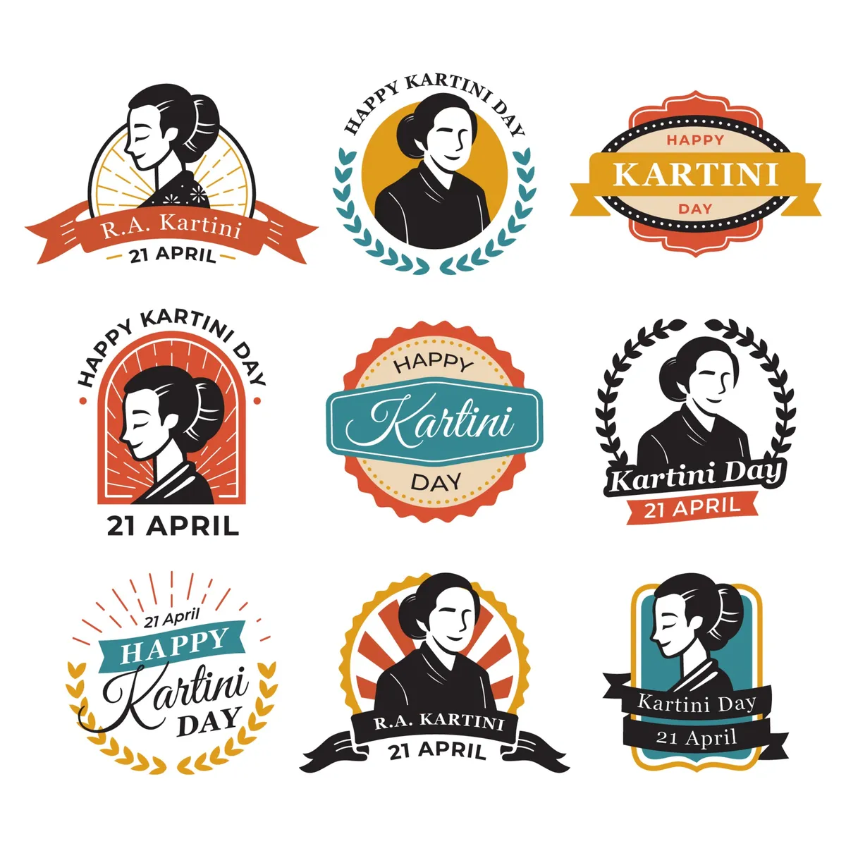 Kartini Day Vintage Stickers