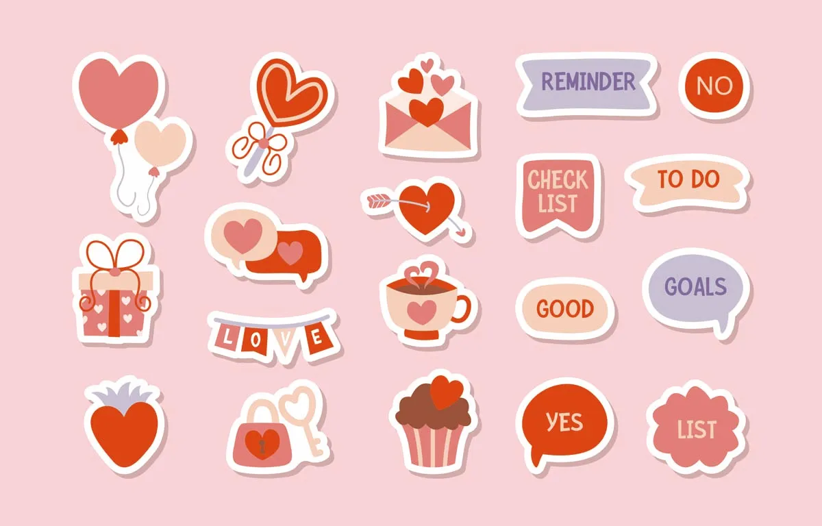 Valentine's Day Journal Sticker Collection