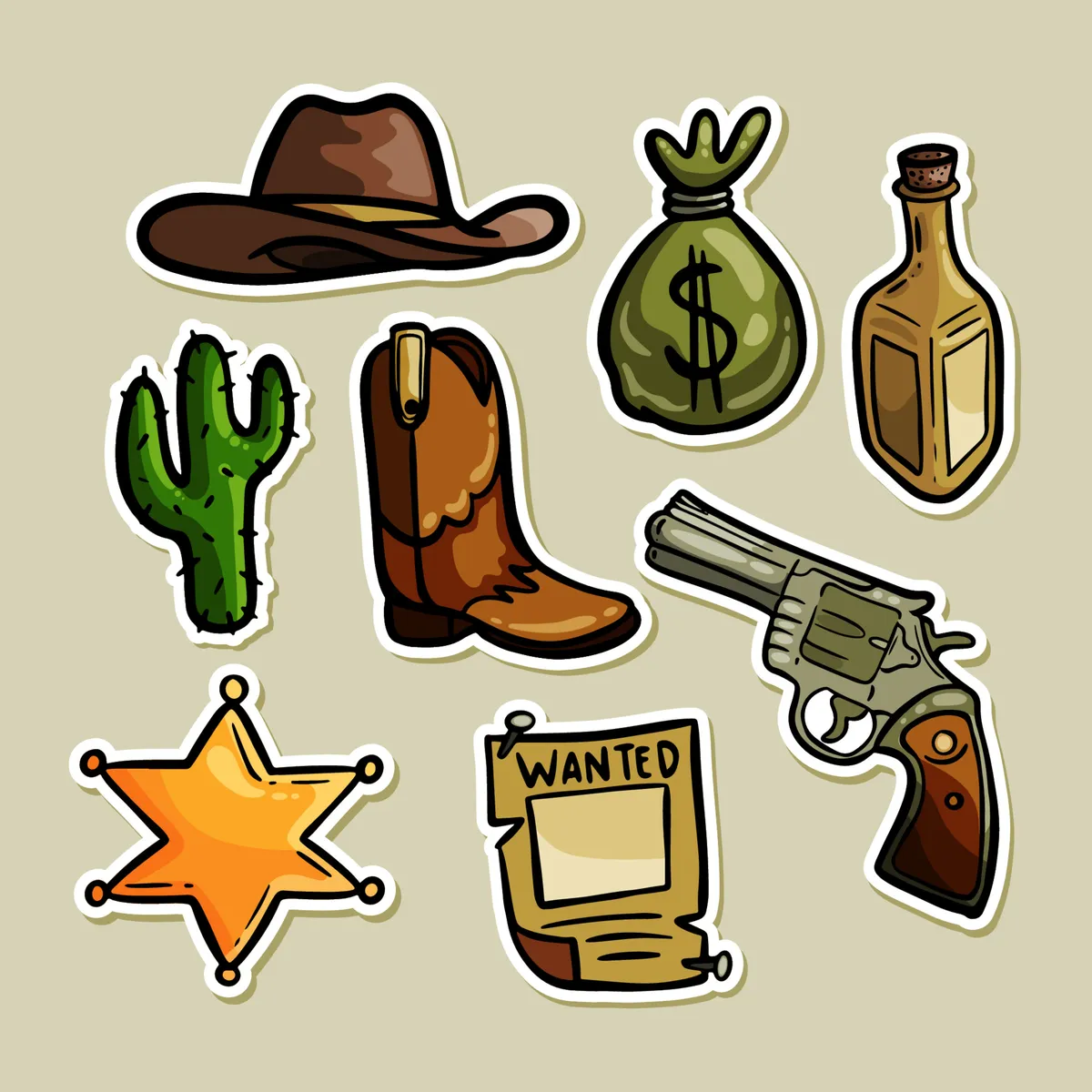 Cute Doodle Wild West Cowboy Sticker