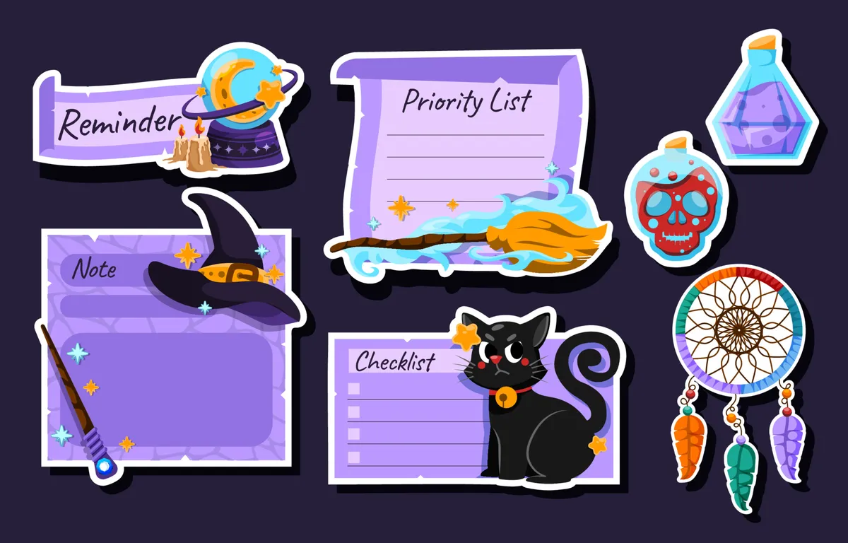 Cute Witch Element Magical Fantasy Sticker Journal