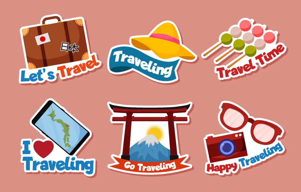 Japan Themed Traveling Sticker for Journaling