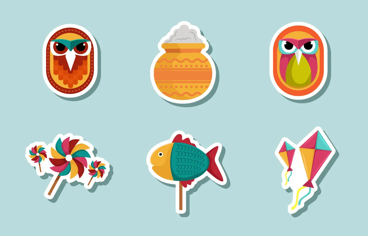 Cute Sticker Set Collection of Pohela Boishakh