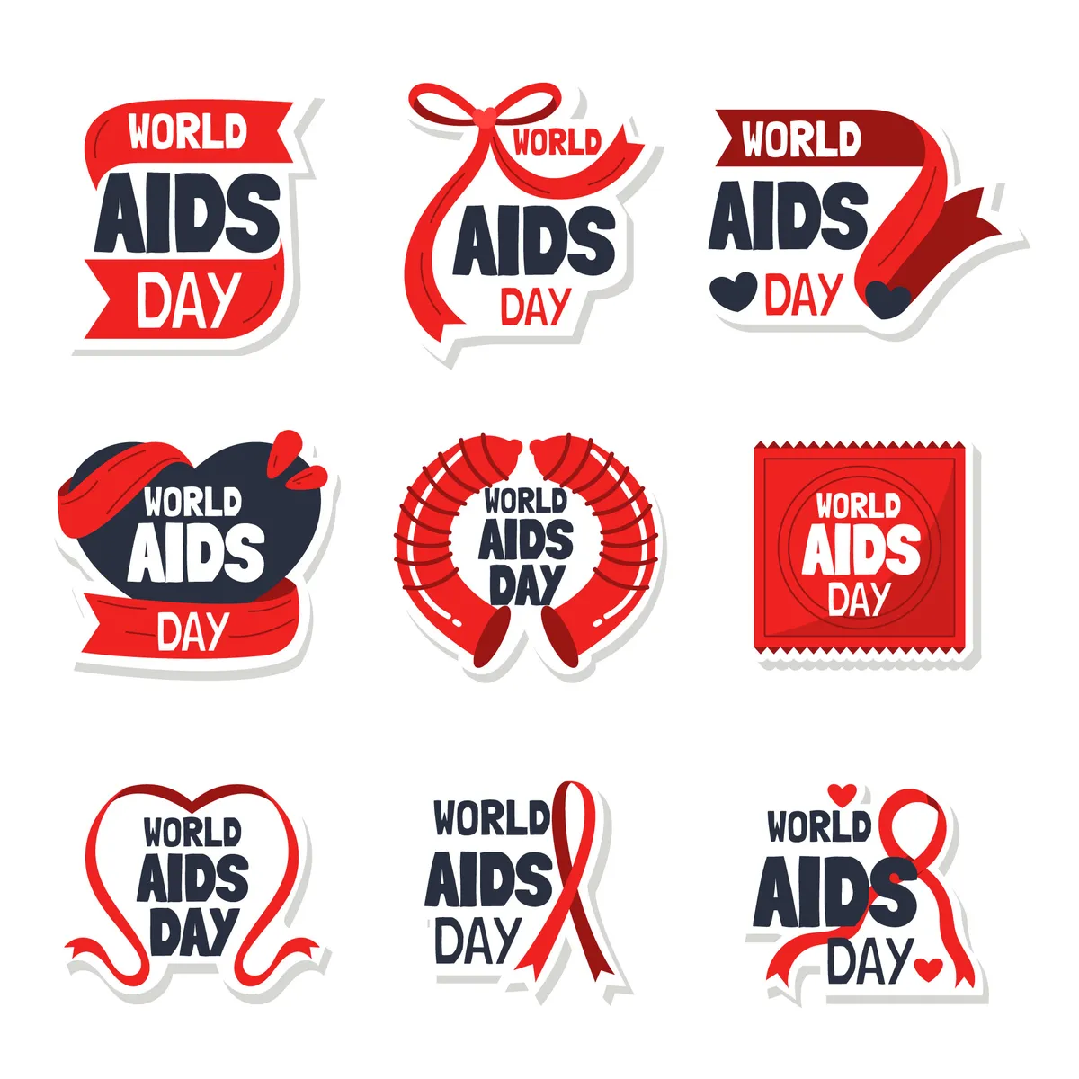 Set of World Aids Day Stickers