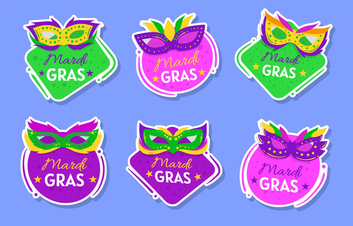 Mardi Gras Mask Sticker Set Collection