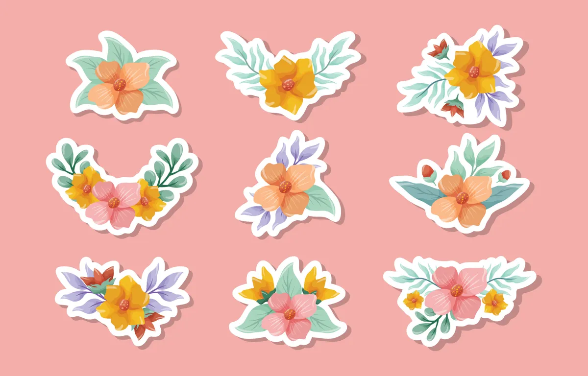 Spring Floral And Flower Doodle Sticker Collection