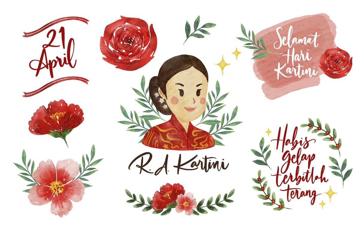 Beautiful Watercolor Happy Kartini Day Sticker
