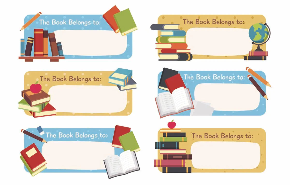 Set of The Book Belong to Sticker Template