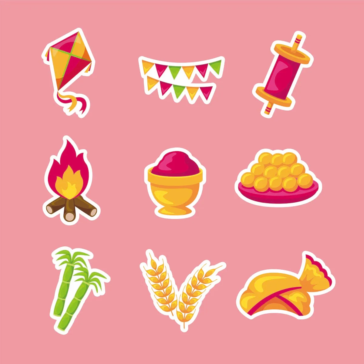 Makar Sankranti Icons Set