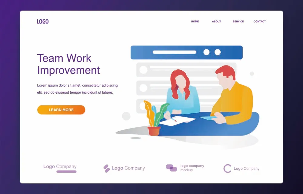 Business man and woman meeting brainstorming illustration concept for website or landing page