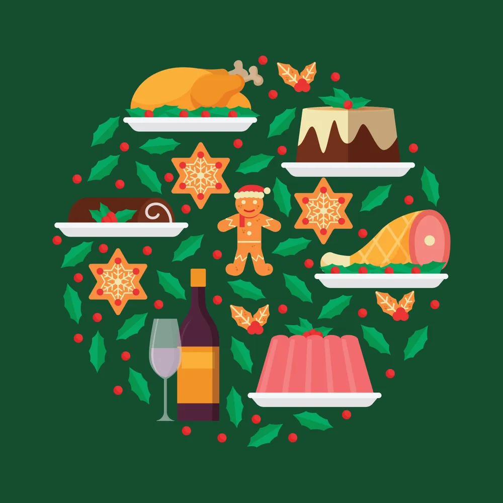 Flat Christmas Dishes Background