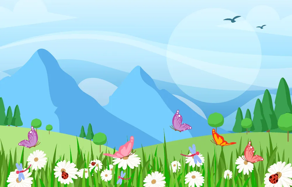 Spring Landscape with Insect Background