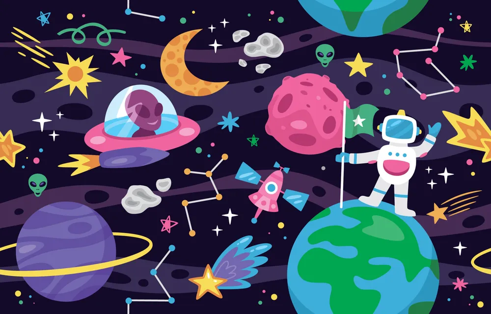 Cute Celestials Bodies Seamless Background