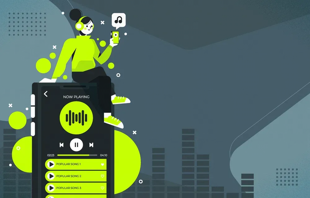 Girl Listening to a Stream Music Background
