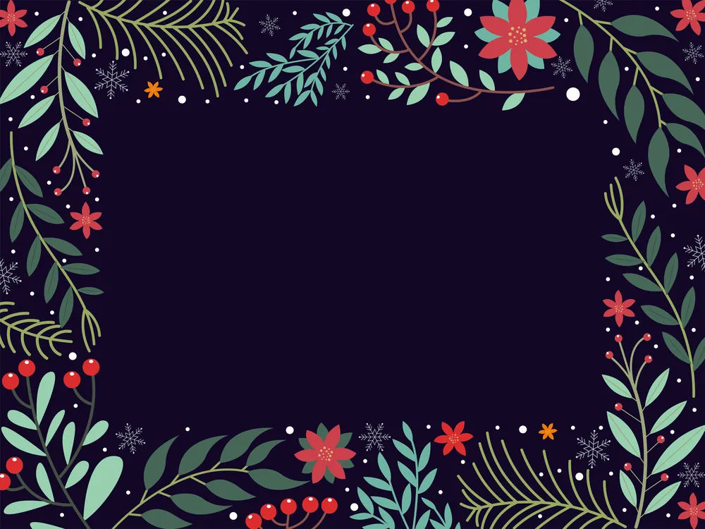 Winter Nature Floral Element Border Background