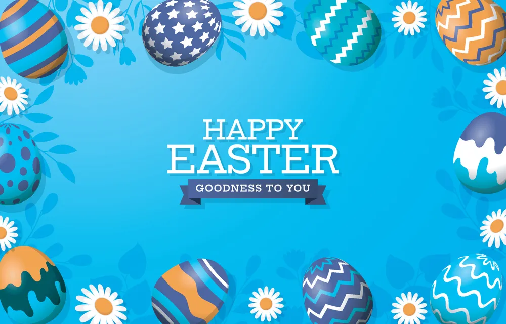 Easter Egg Background Illustration with Flowers