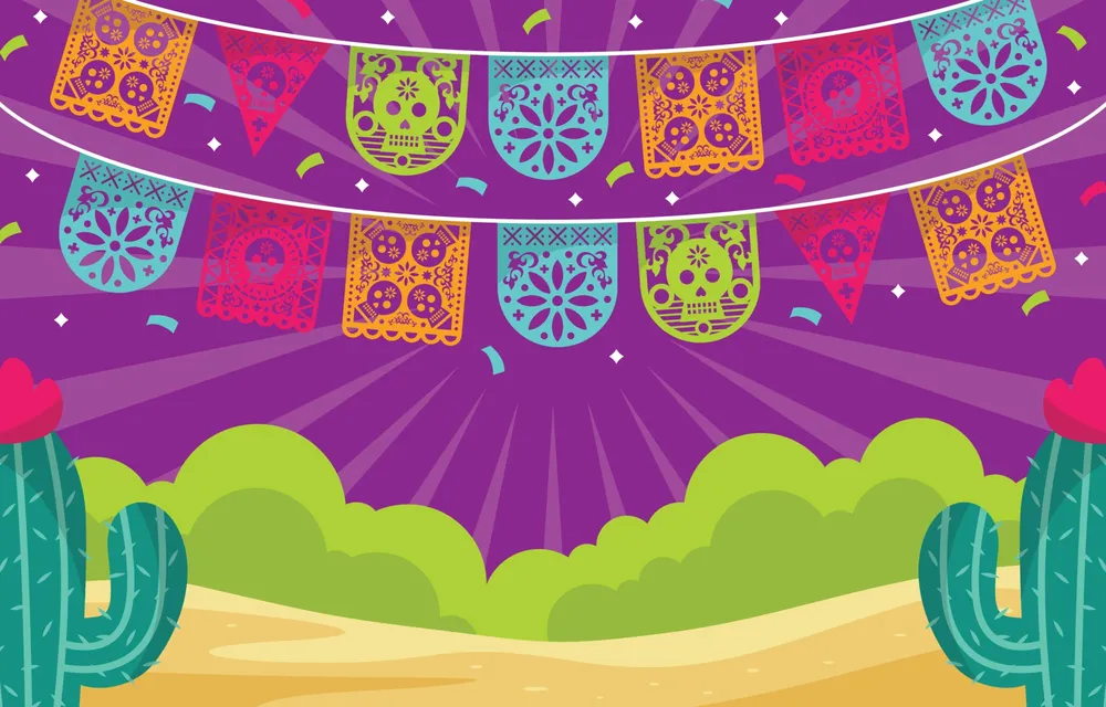 Papel Picado Colorful Decorative Craft Background