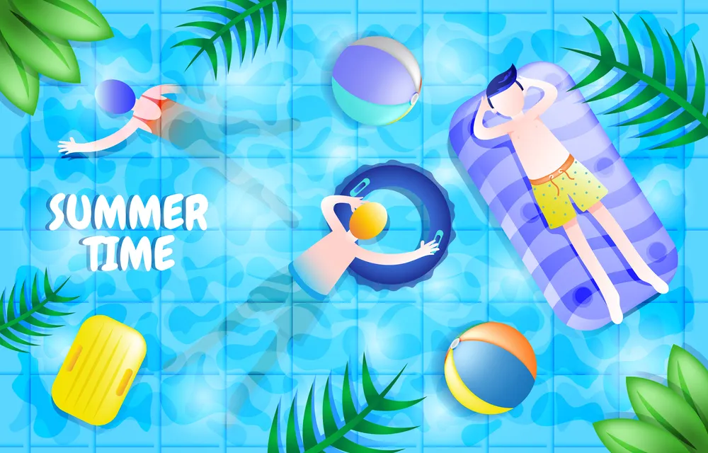 Summer Time with Swimming Pool Background Template