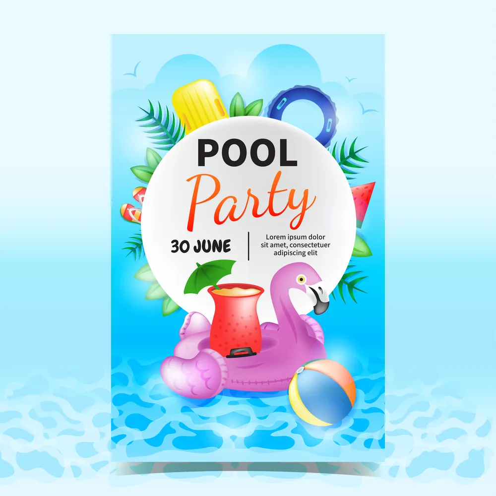 Colorful Pool Party Poster Background Template