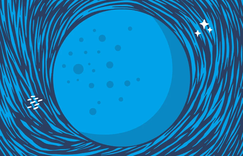 Blue Background with Whimsical Cosmic Concept