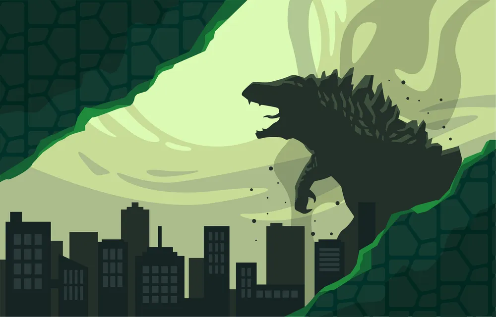Background of a Giant Monster in the Cityscape