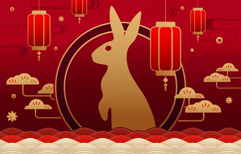 Chinese New Year Generic Template Background With Water Rabbit Theme