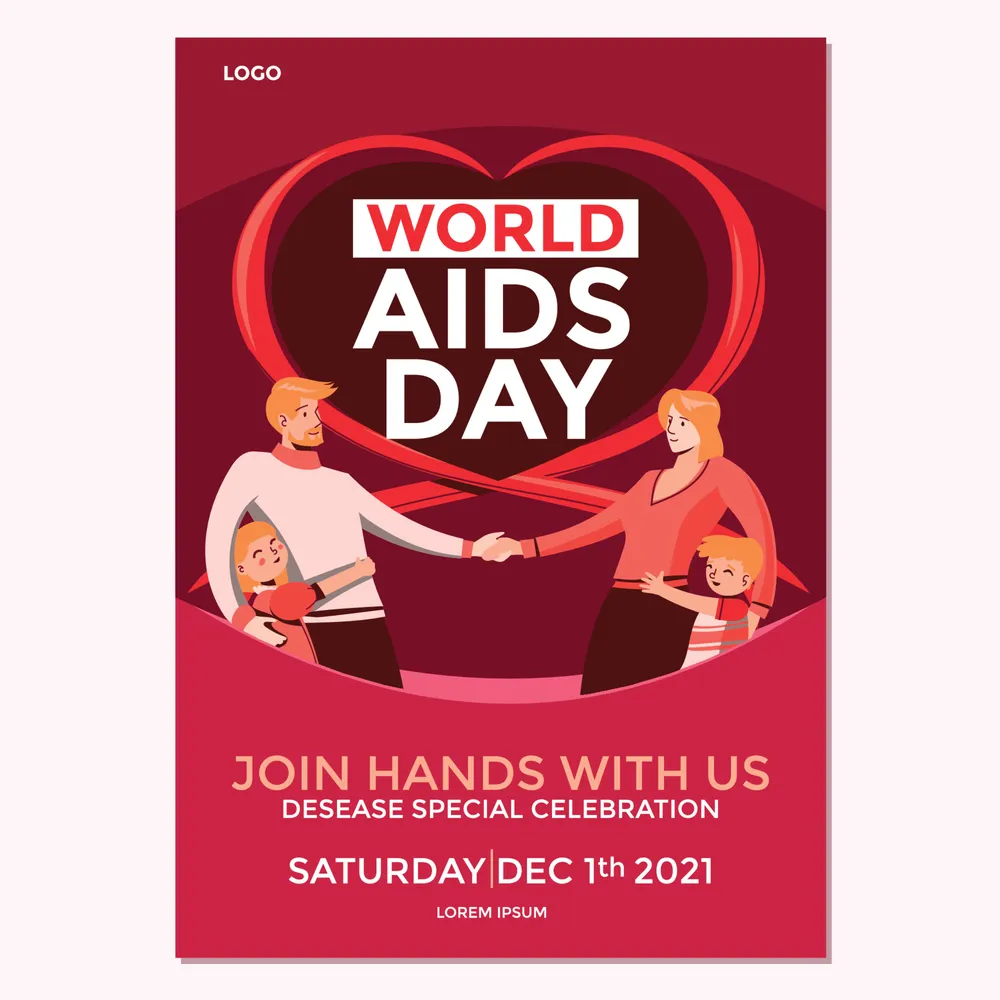 World AIDS Day Poster Concept with Happy Family Background