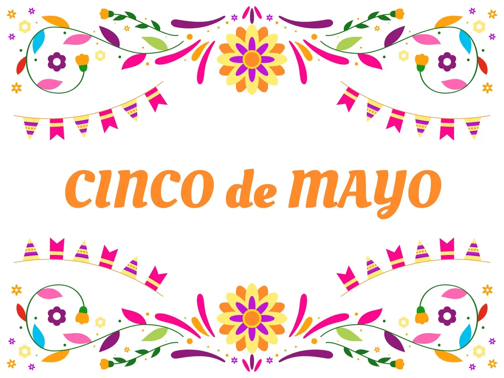 Colorfull Cinco de Mayo background with flower and flag
