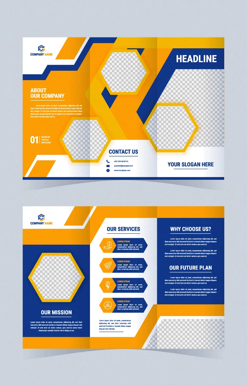 Flat Trifold Business Brochure Template
