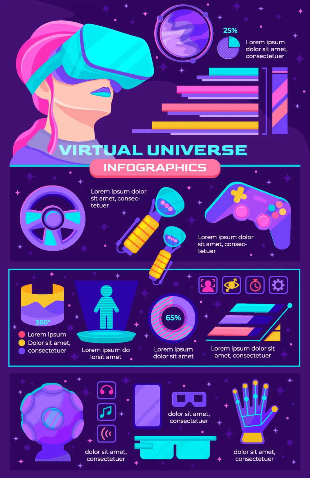 Virtual Universe Infographic Elements
