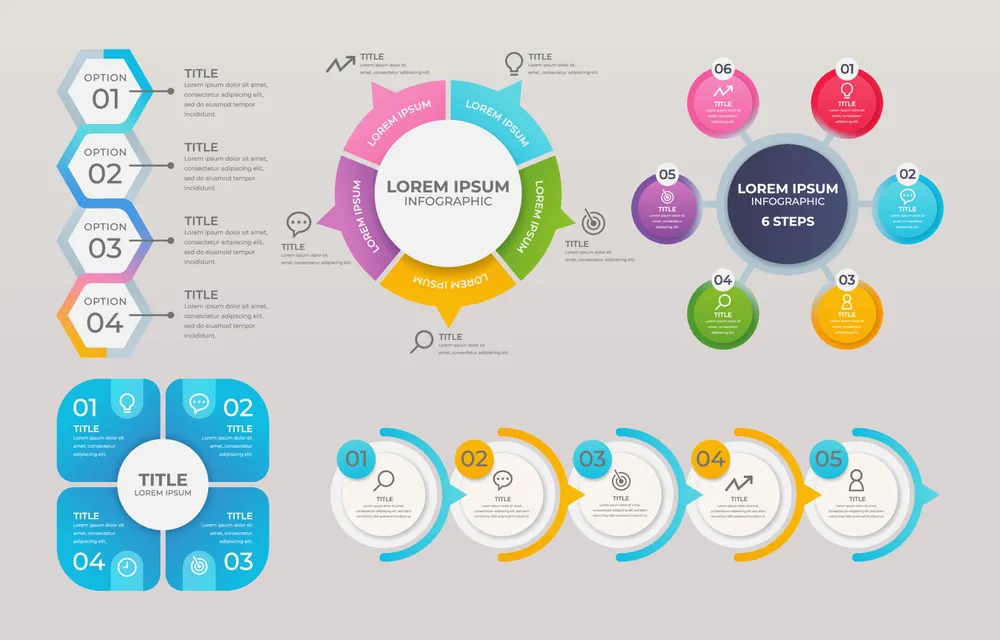 Set of Circular Step Template For Infographic