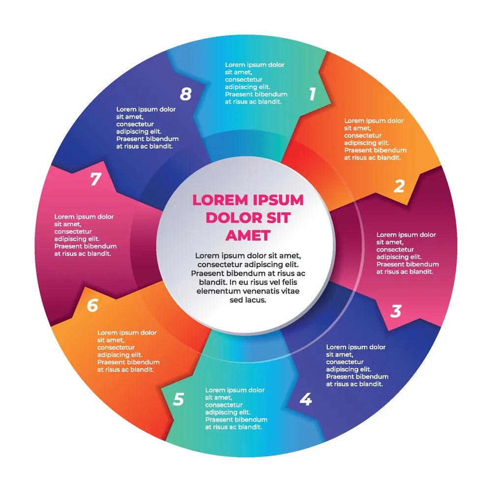 Colorful Gradient Circle Process Infographic Charts