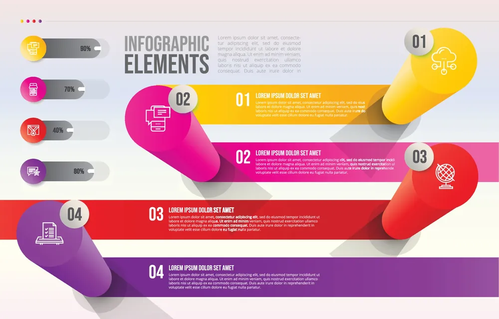 Infographic Step with Gradient Cylinder Shapes