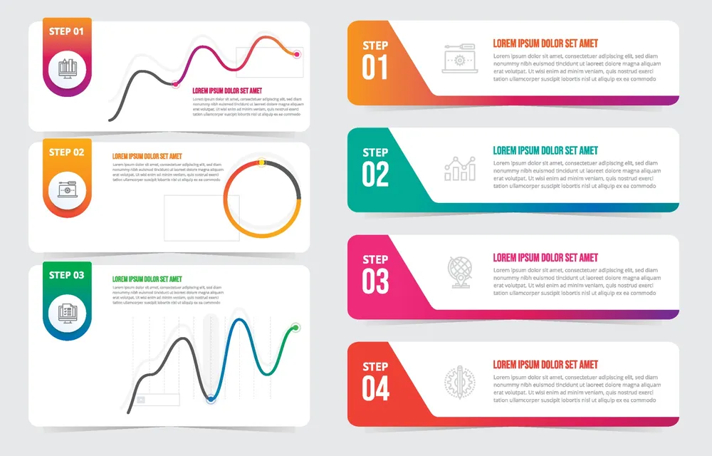 Step by Step Infographic Visual Data Mockup Template