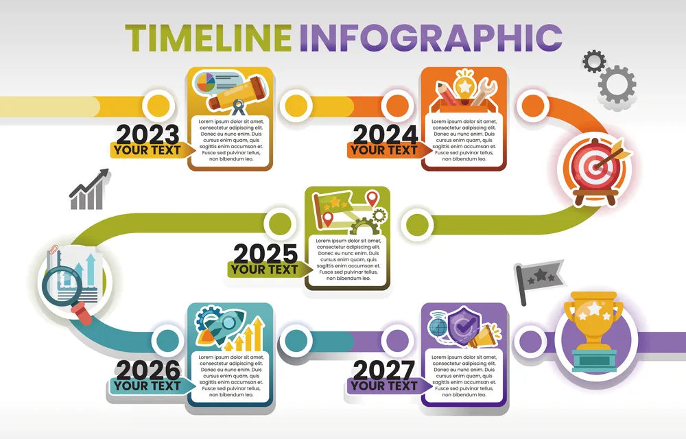 Timeline Infographic Round Colorful Tone